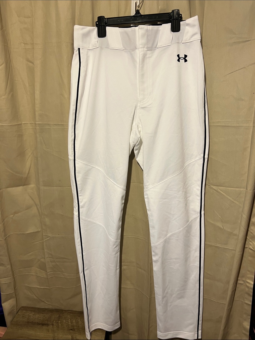 Under Armour White Baseball Pants with Black Piping Trim